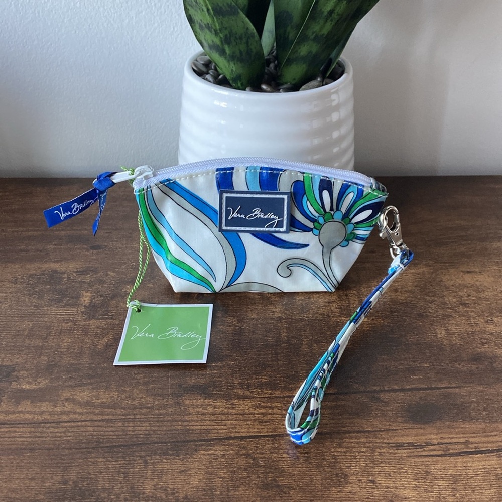 NWT Vera Bradley Blue and Green Floral Wristlet